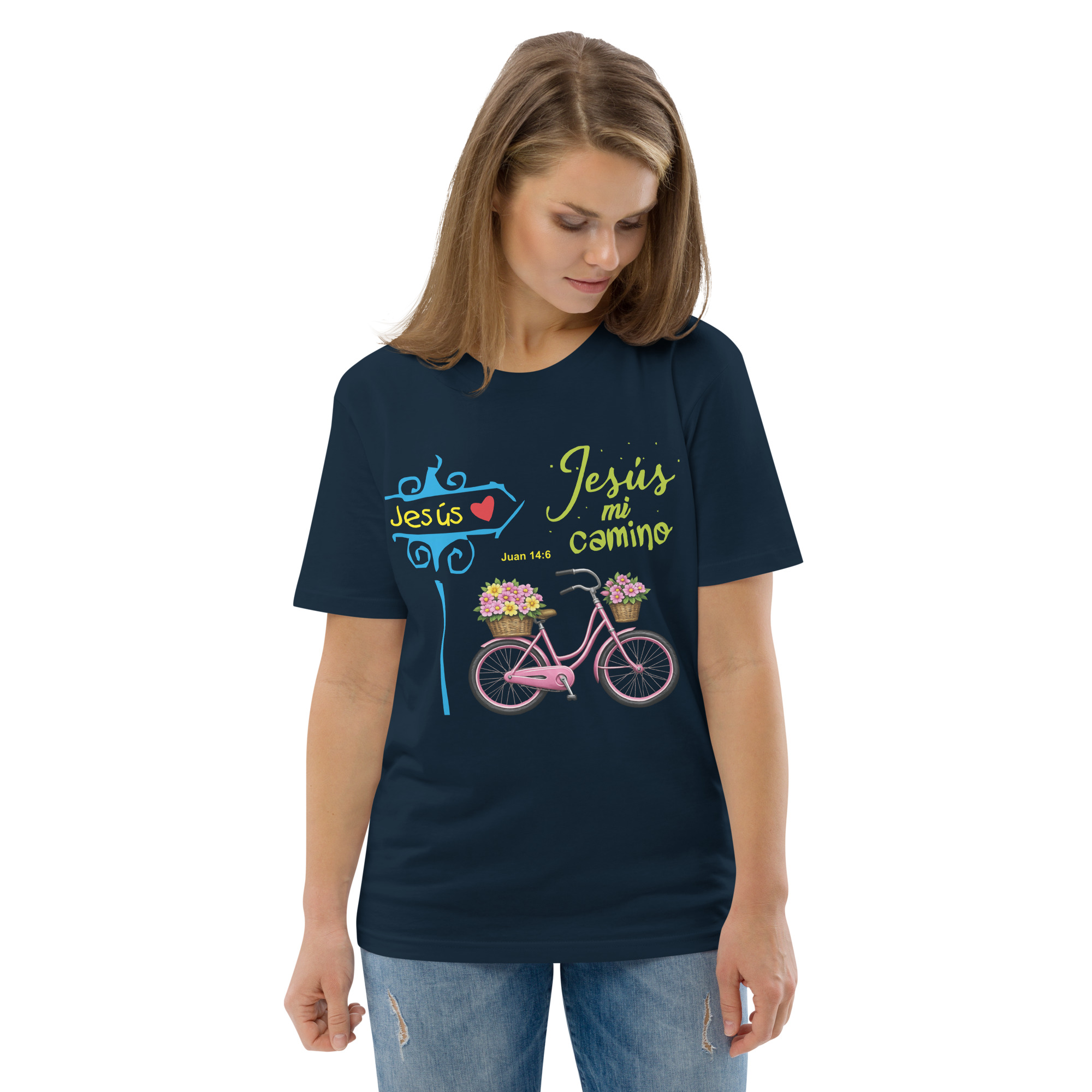 Jesús mi camino – Unisex Algodón Orgánico, dark - Imagen 5