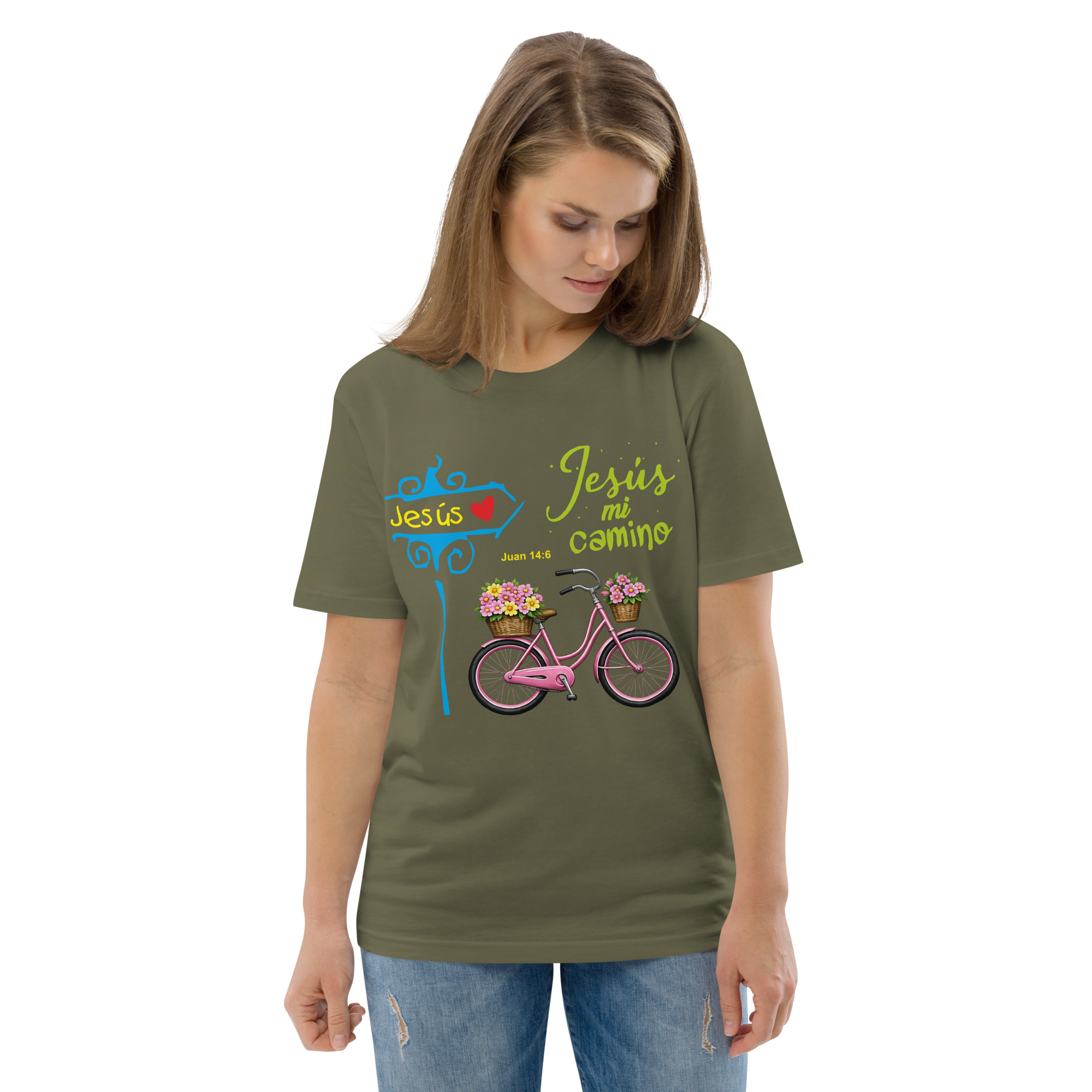 Jesús mi camino – Unisex Algodón Orgánico, dark - Imagen 8