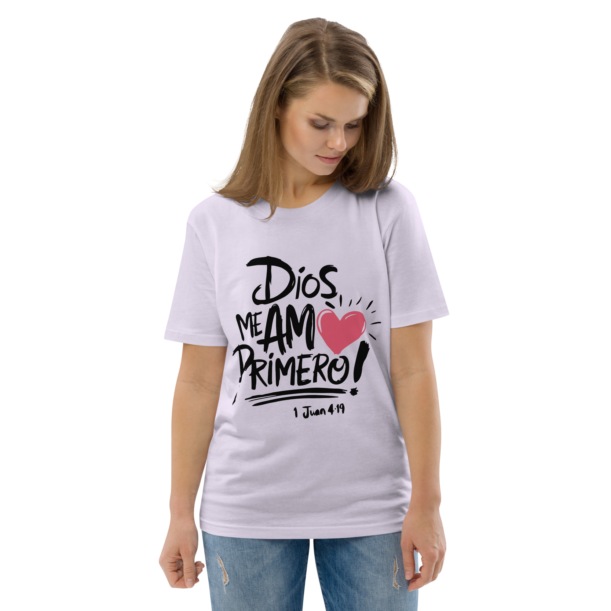 Dios me amó – Unisex Algodón Orgánico, light - Imagen 5