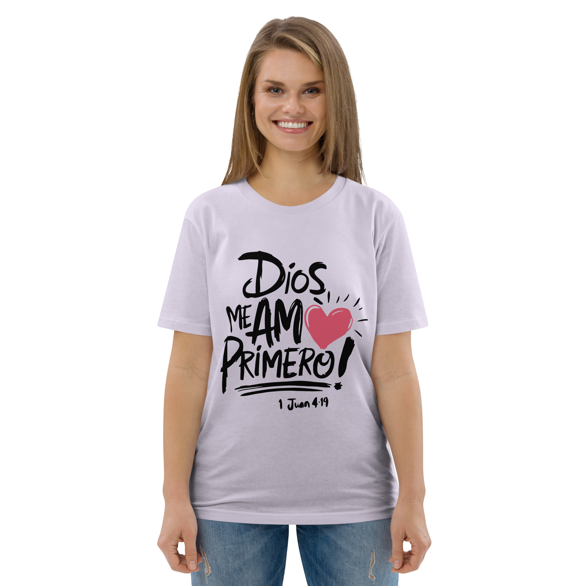 Dios me amó – Unisex Algodón Orgánico, light - Imagen 4