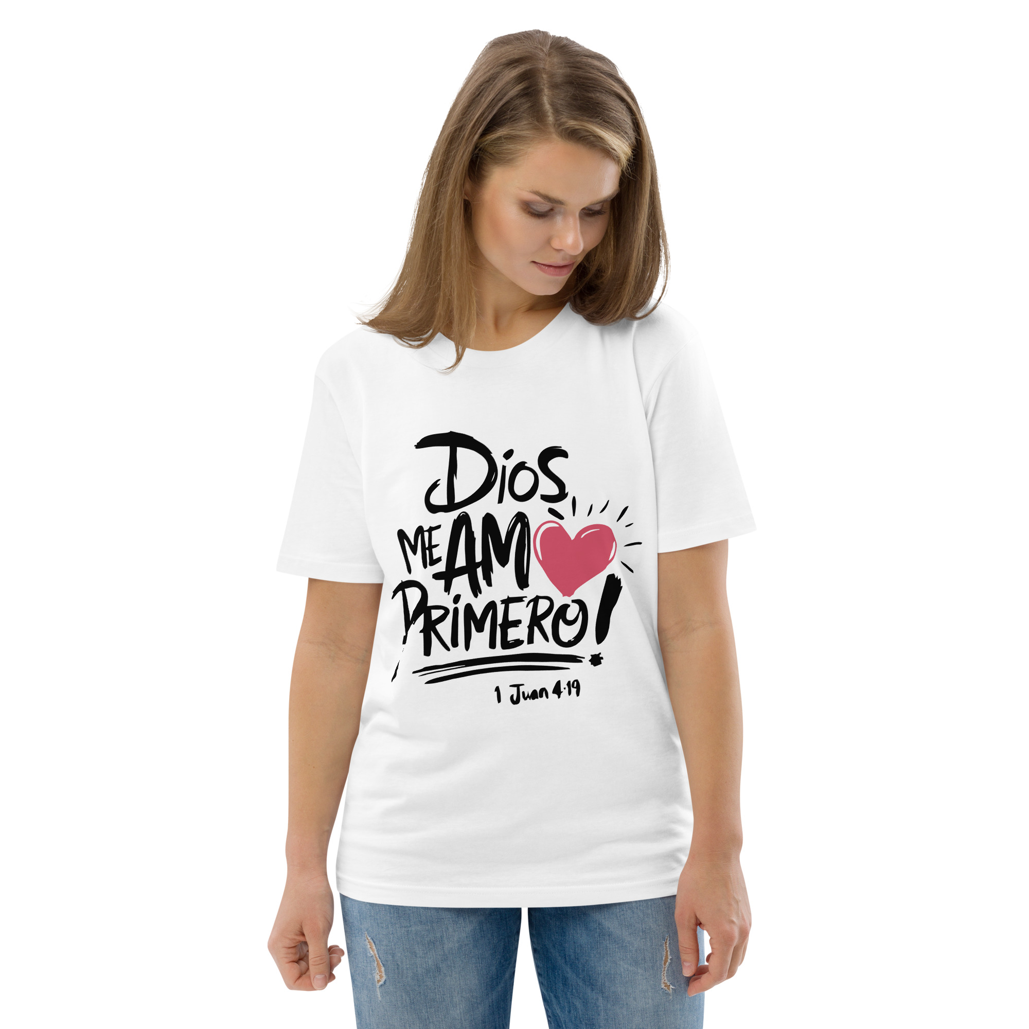 Dios me amó – Unisex Algodón Orgánico, light - Imagen 8