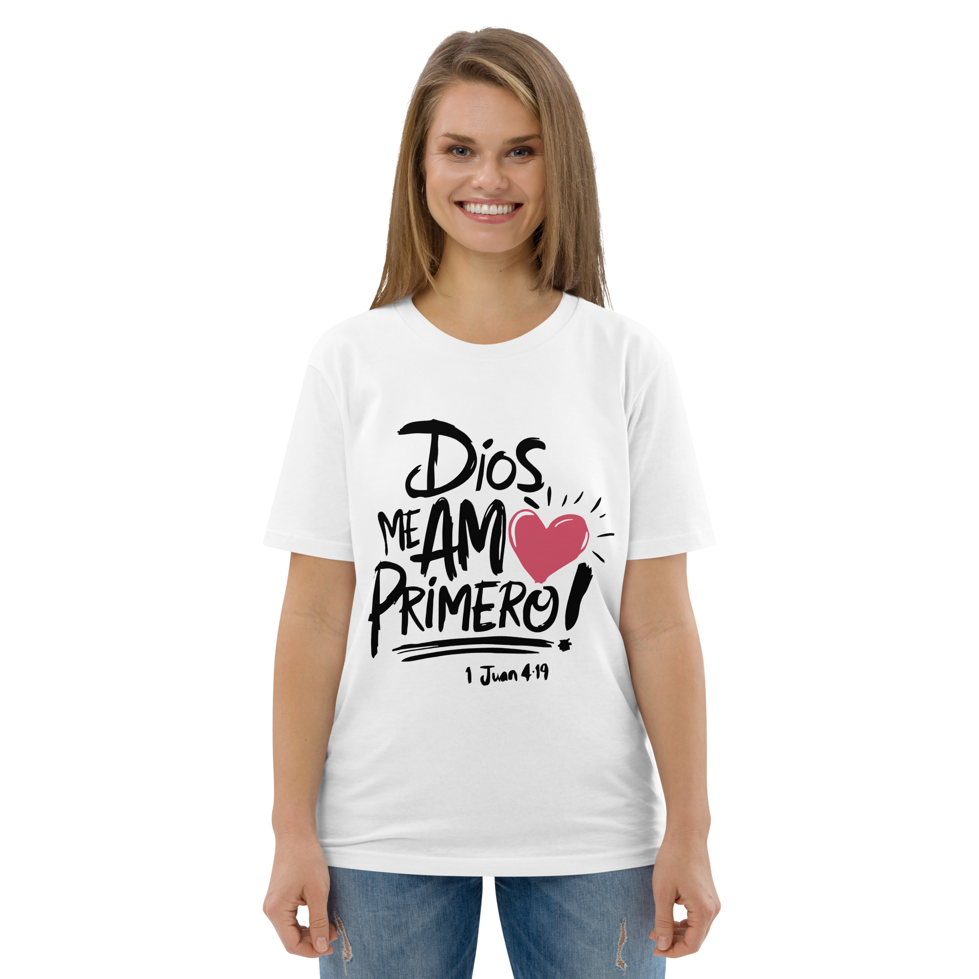 Dios me amó – Unisex Algodón Orgánico, light - Imagen 7